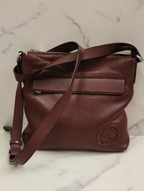 Authentic Leather Gucci Soho Interlocking GG Crossbody Bag With Digital COA